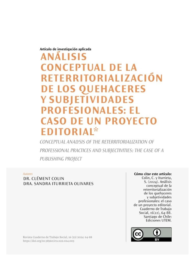 Miniatura de Análisis conceptual de la  Reterritorialización de los quehaceres y Subjetividades profesionales:  El caso de un proyecto editorial